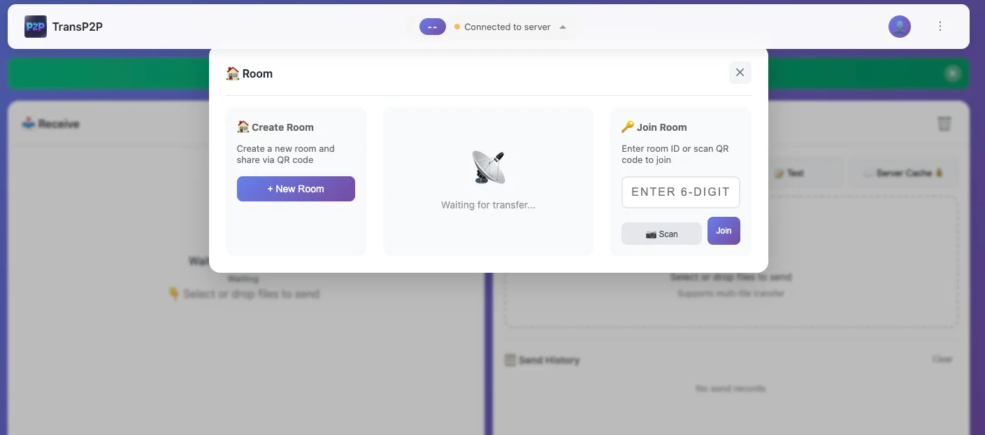 TransP2P Home Screen